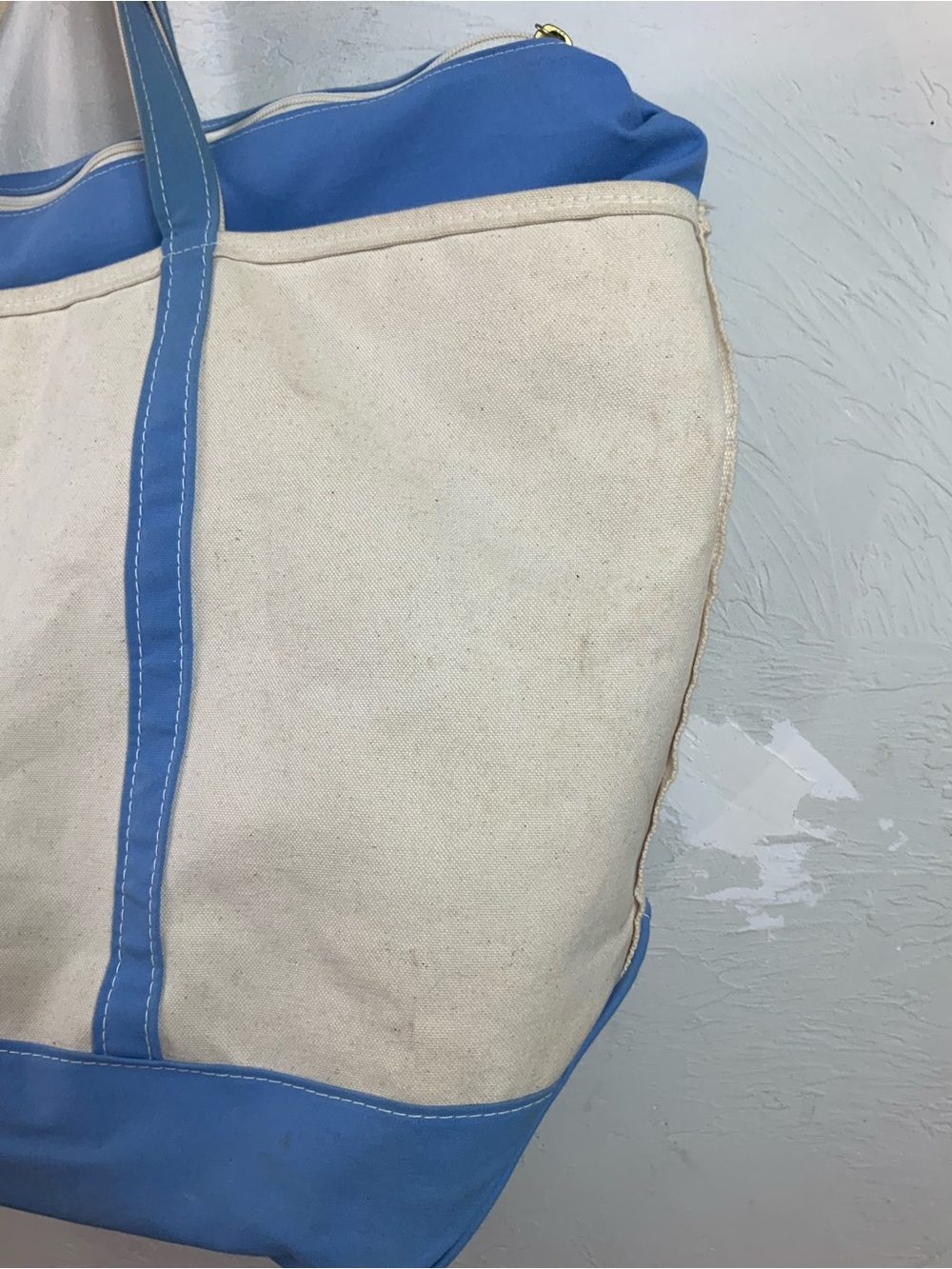 L.L. Bean Boat and Tote Extra Large XL Canvas Bag Zip Top Blue Heavy Duty - Picture 12 of 16